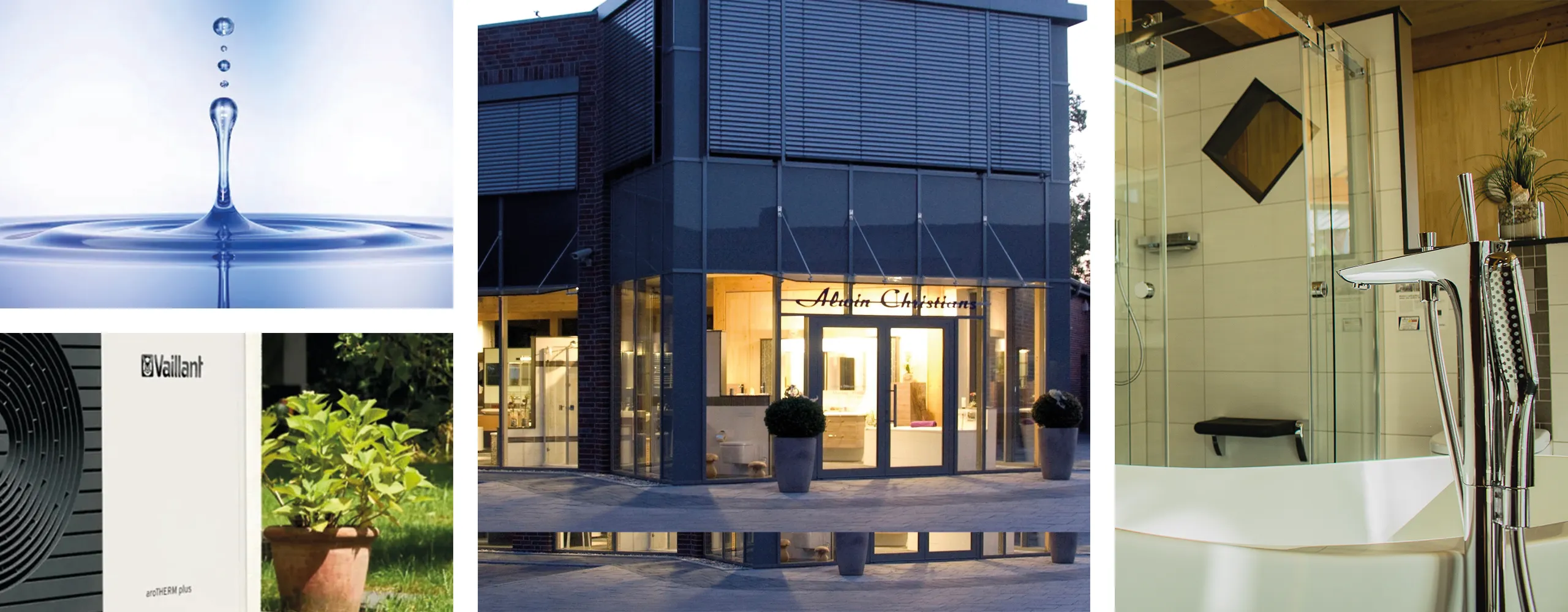 Collage der Badausstellung der Alwin Christians GmbH in Ihlow.
